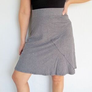 Toad & Co gray stretchy cotton blend crisscross pattern a-line mini skirt small